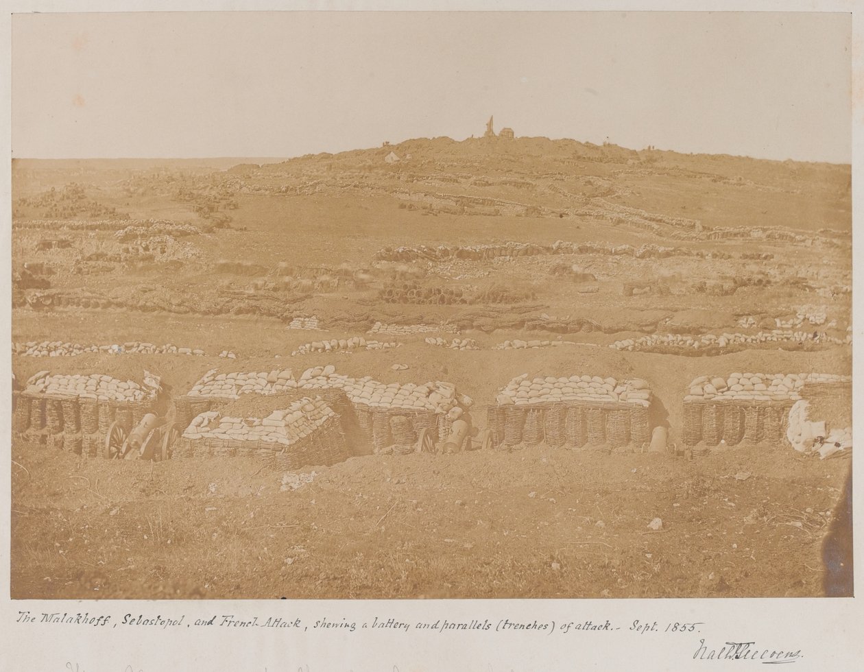 Utsikt fra Mamelon mot Malakhov, 1855 av James Robertson
