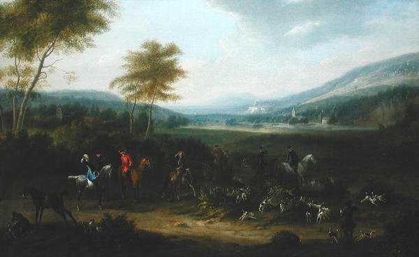 A Hunting Party in a Landscape, ca. 1730 (olje på lerret) av James Ross