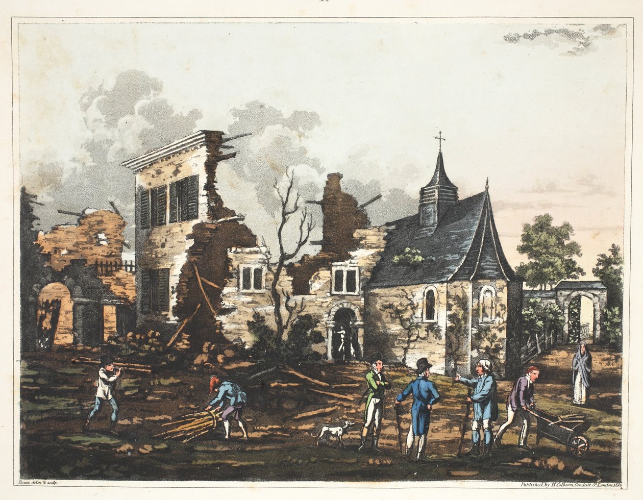 Chateau of Hougoumont: En utsikt over interiøret redusert til en haug med ruiner av James Rouse
