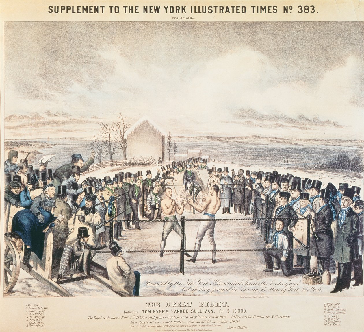 Den store kampen mellom Tom Hyer og Yankee Sullivan, 1849 av James S. Baillie