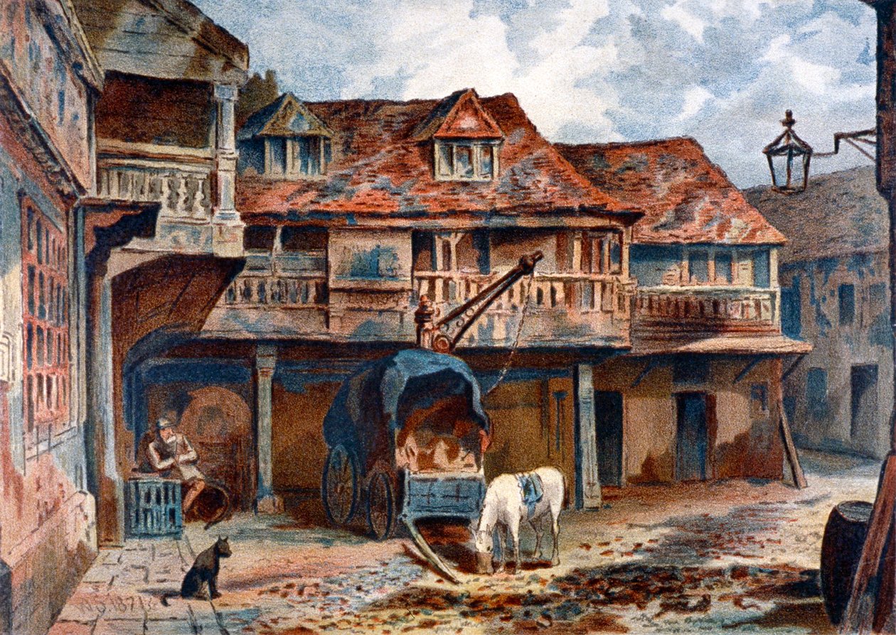 Courtyard of the Tabard Inn, Borough High Street, Southwark, London, 1871 av James S Virtue