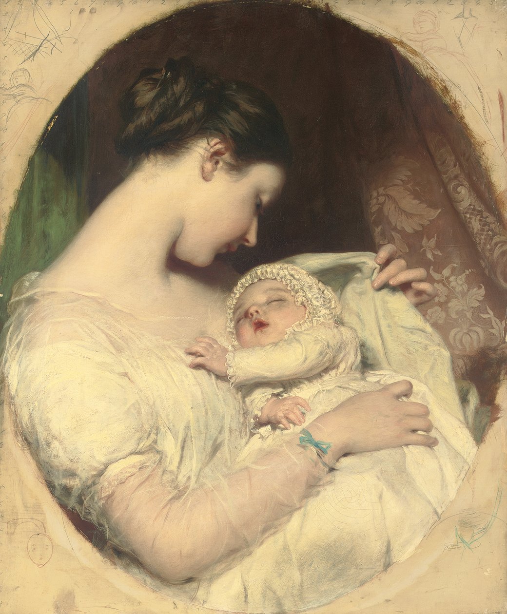 Kunstnerens kone Elizabeth med datteren Mary Edith av James Sant