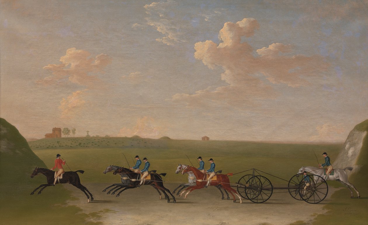 The Chaise Match Run på Newmarket Heath onsdag 29. august 1750 av James Seymour
