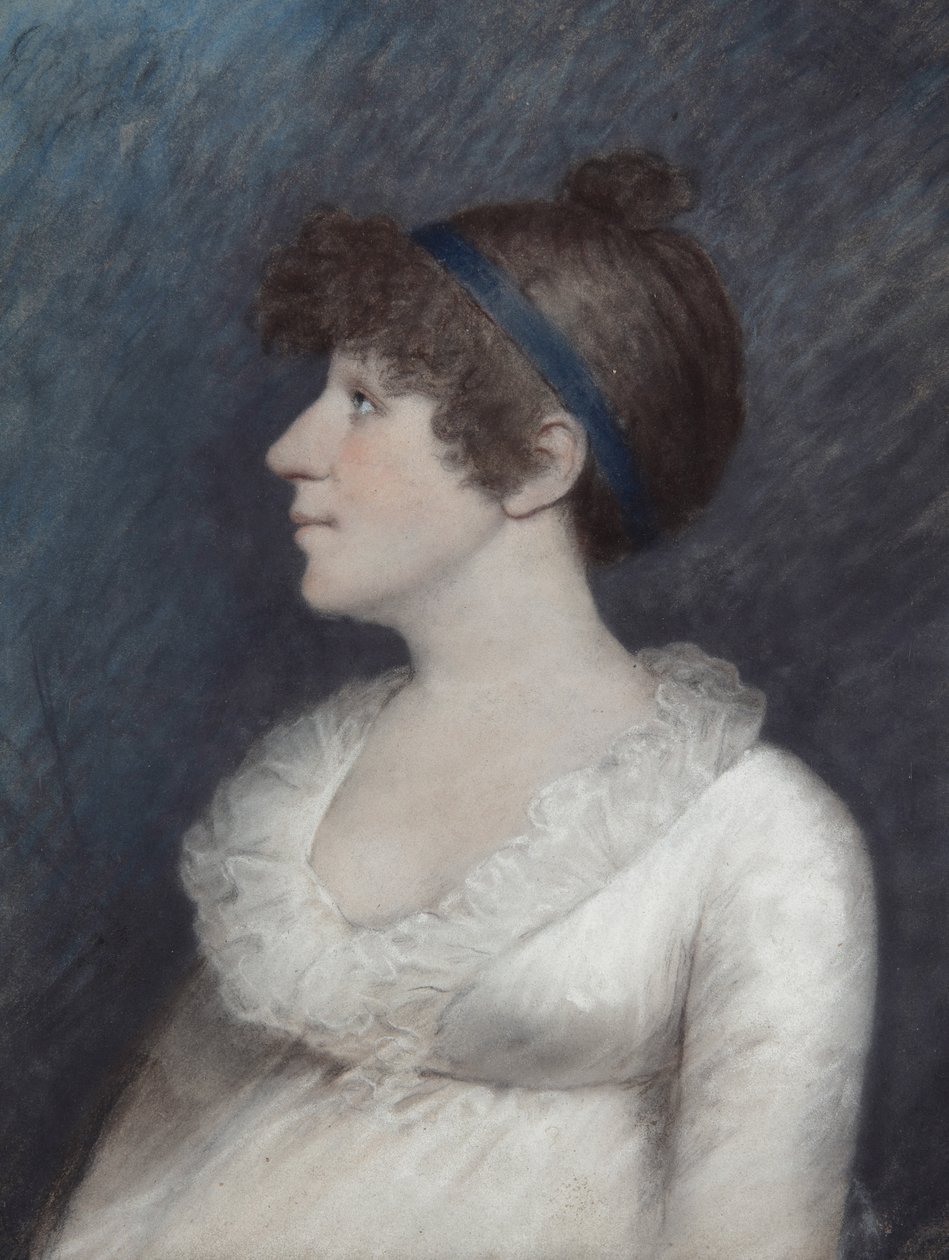 Mrs Brown (pastell på grått papir) av James Sharples
