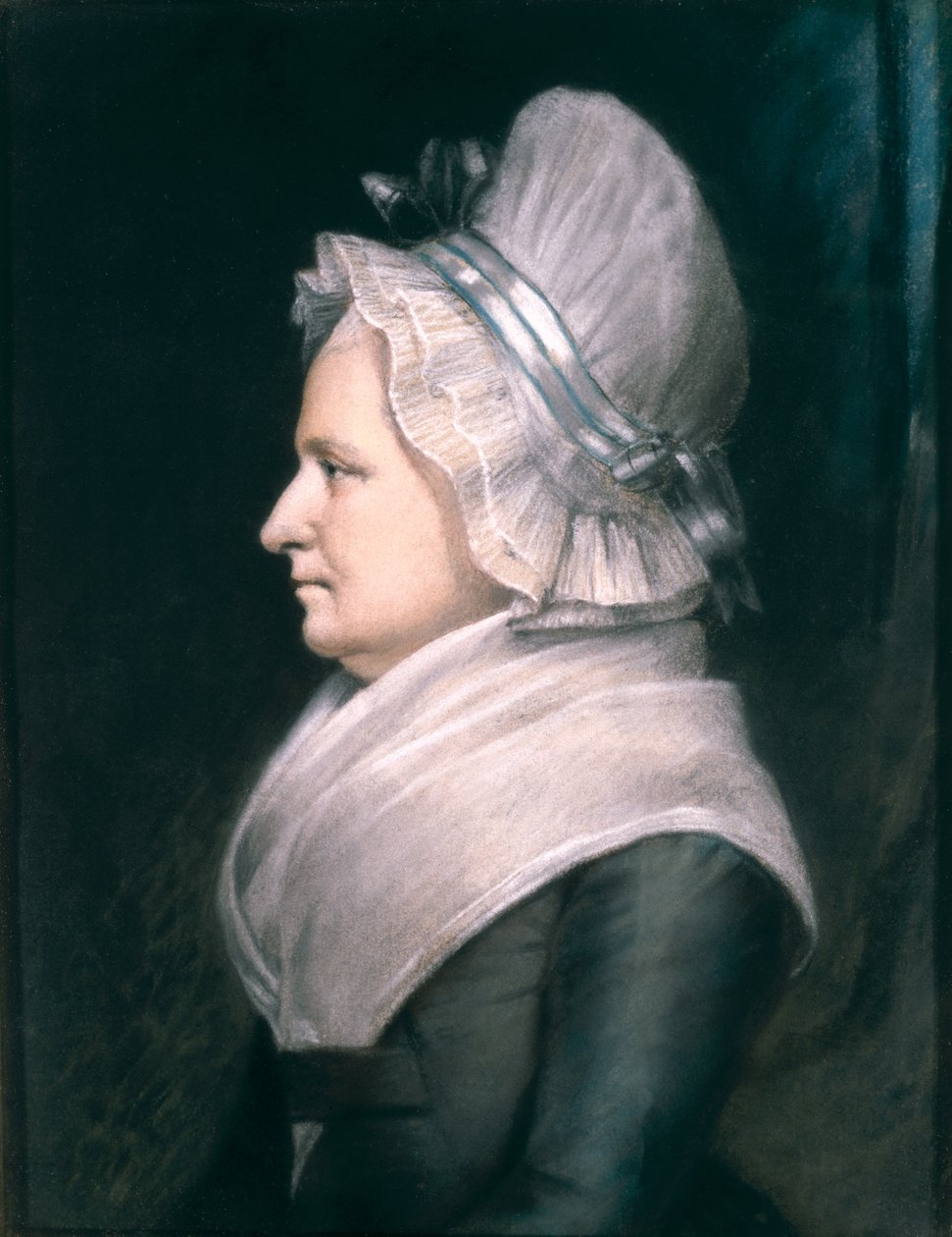 Mrs Martha Washington (1731-1802) 1796 (pastell på papir) av James Sharples