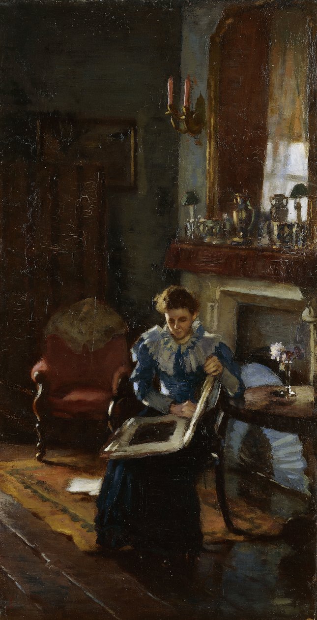 A Dublin Interiør, ca. 1915-20 (olje på lerret) av James Sinton Sleator