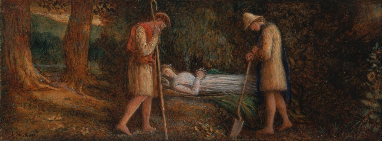 Imogen and the Shepherds, 'Cymbeline', akt IV, scene II av James Smetham
