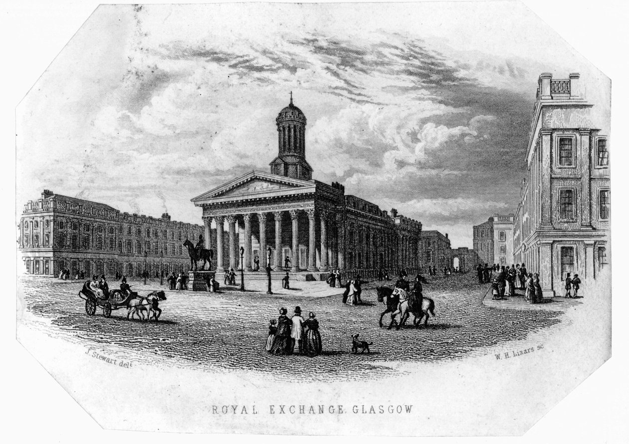 The Royal Exchange, Glasgow, gravert av William Home Lizars av James Stewart