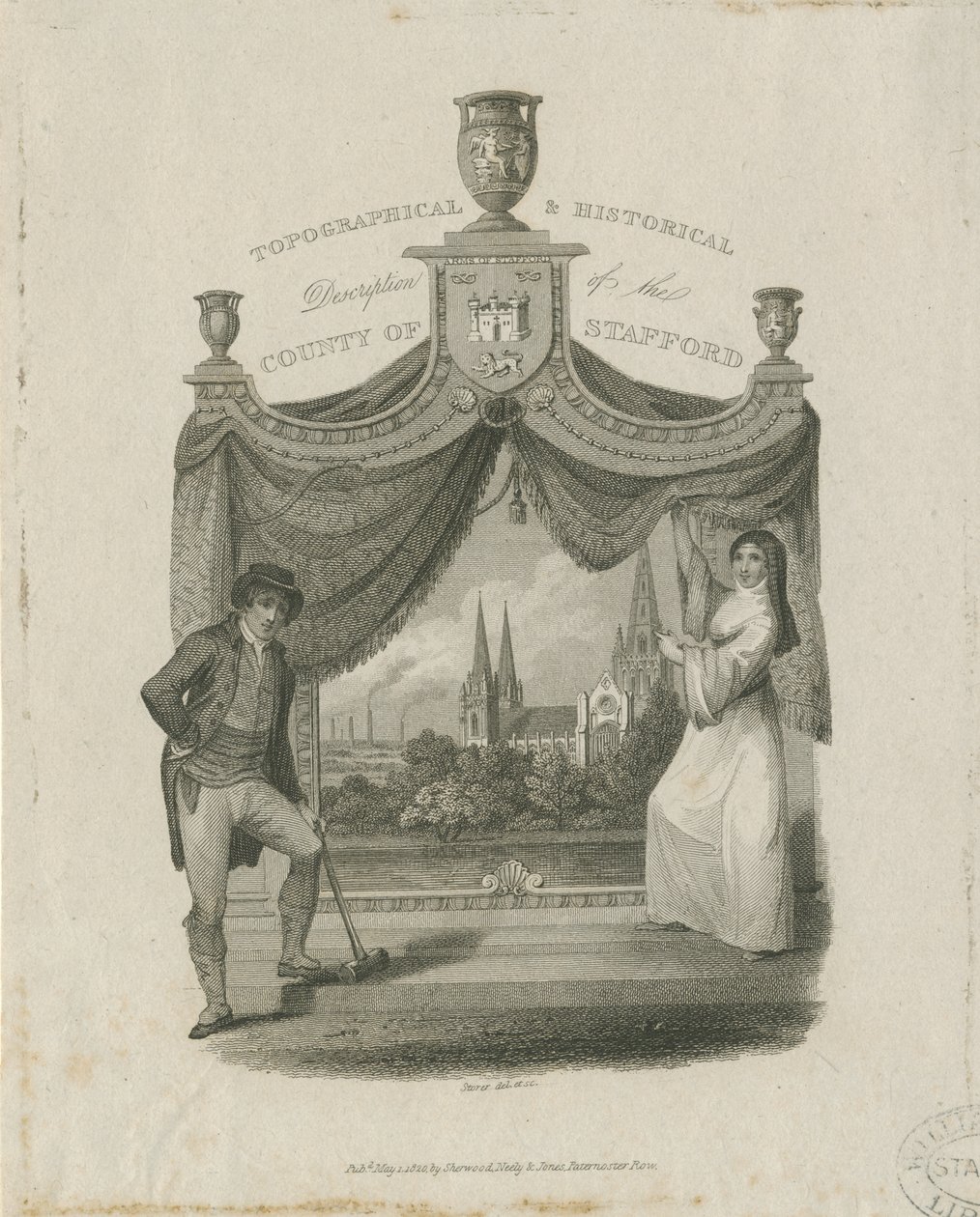 Lichfield Cathedral - South West View: gravering, og [c 1820] av James Storer