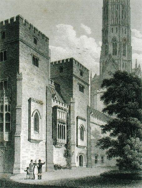 Sørøstutsikt over Fonthill Abbey, utgitt i 1812 (gravering) av James Storer