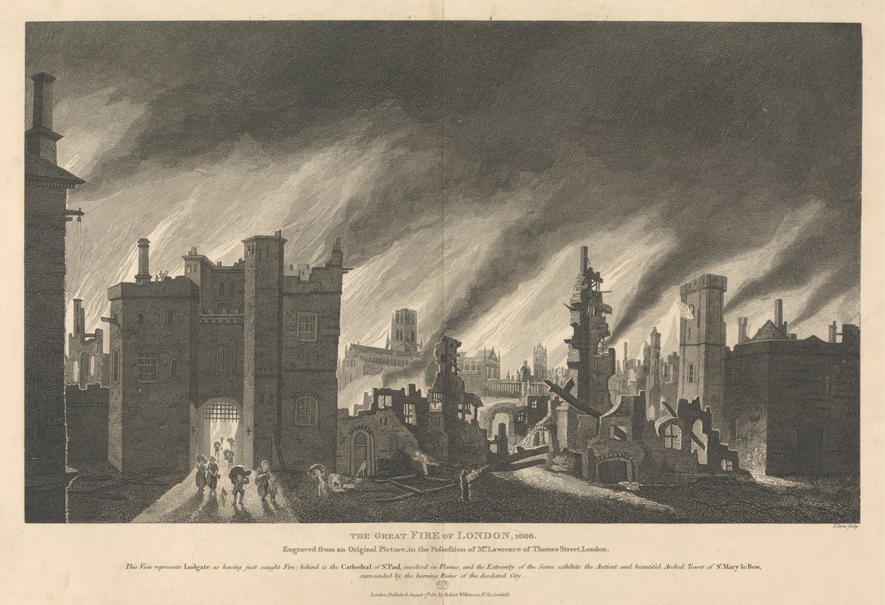 Den store brannen i London, 1666 av James Stow