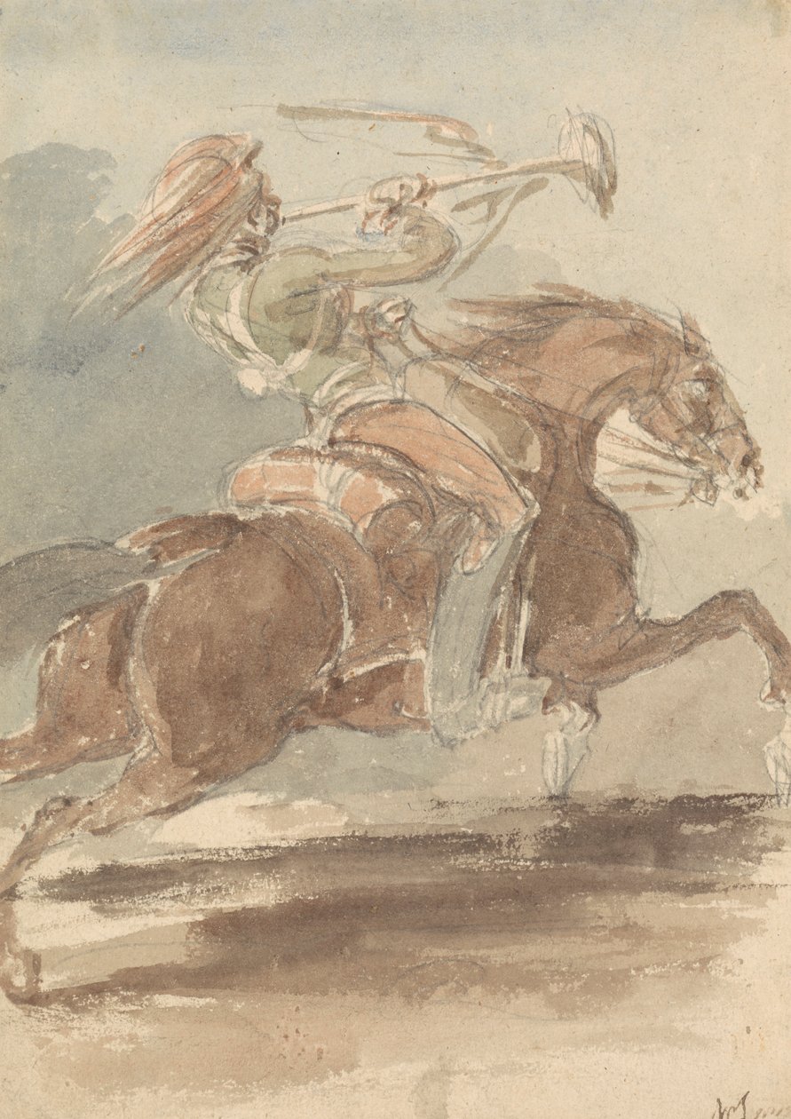 Trompetist på galopphest av James Stuart