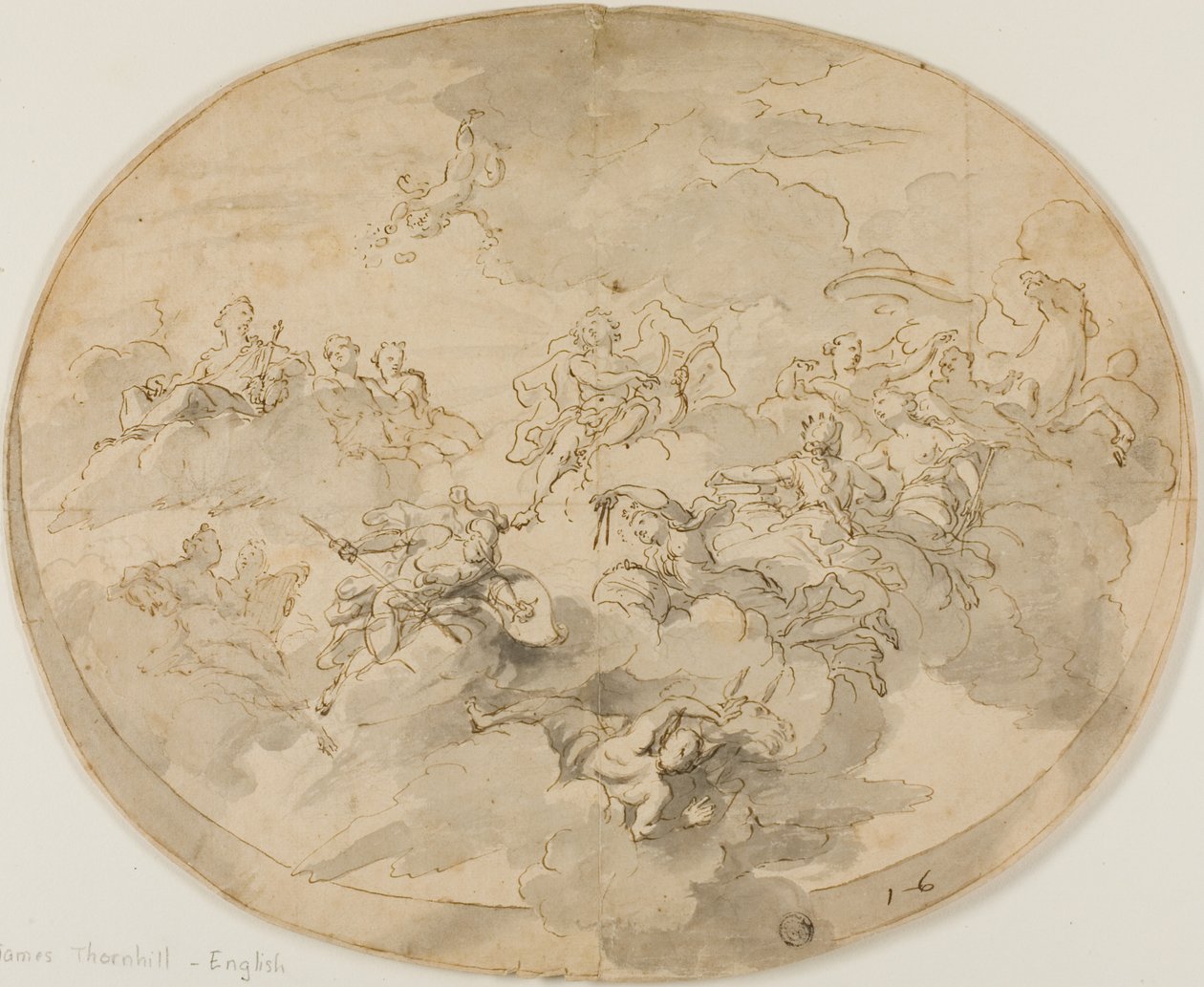 Design for Ceiling Fresco: Apollo and the Muses with Minerva Destroying Ignorance av James Thornhill