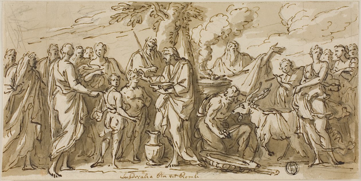 Lupercalia (recto) og skisser av figurer (verso) av James Thornhill