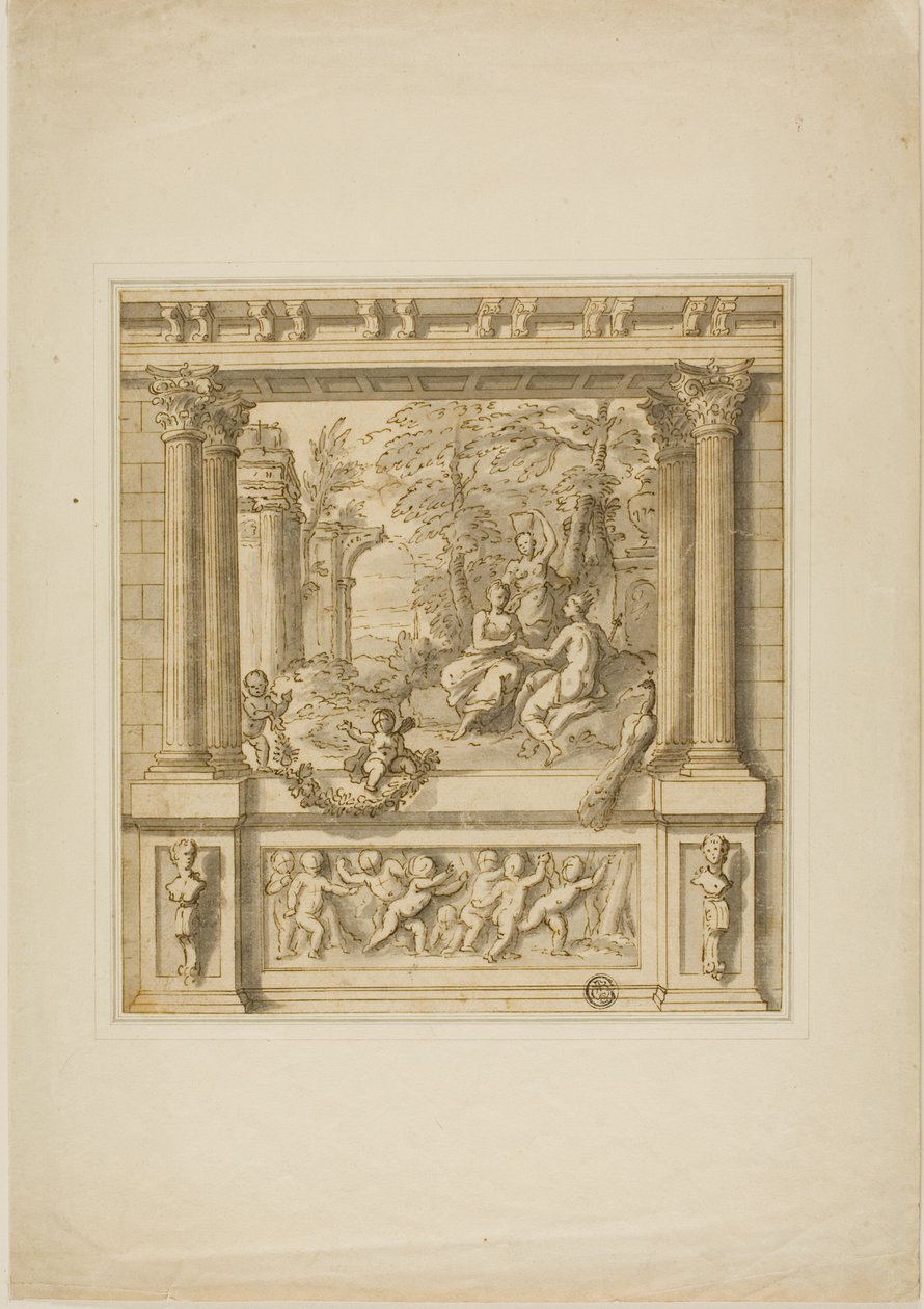 Veggdekorasjon med historien om Egeria og Numa Pompilius av James Thornhill