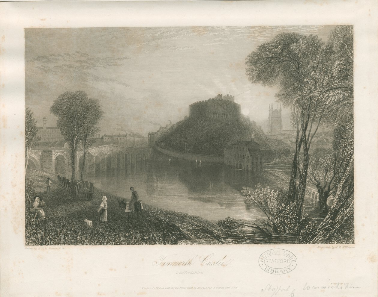 Tamworth Castle: stålgravering, nd [c 1832] av James Tibbitts Willmore