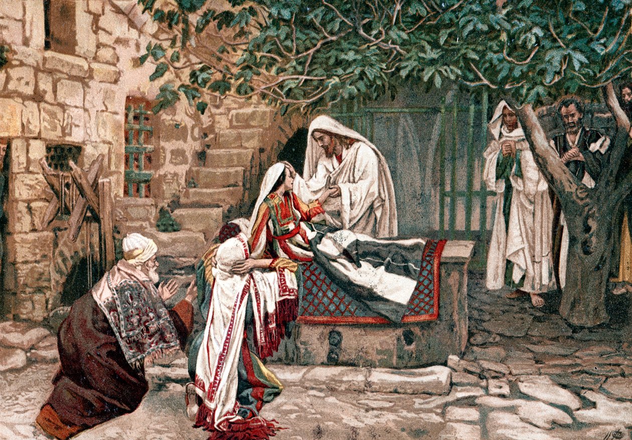 Kristus vekker datteren til Jairus, synagogens guvernør, fra de døde, 1897 av James Tissot
