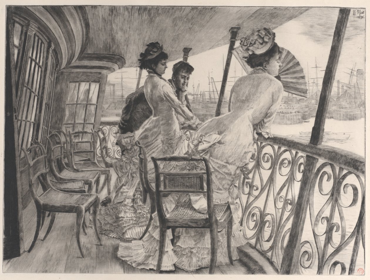 Galleriet til H.M.S. Calcutta Souvenir of a Ball ombord La galerie du Calcutta..., 1876. av James Tissot