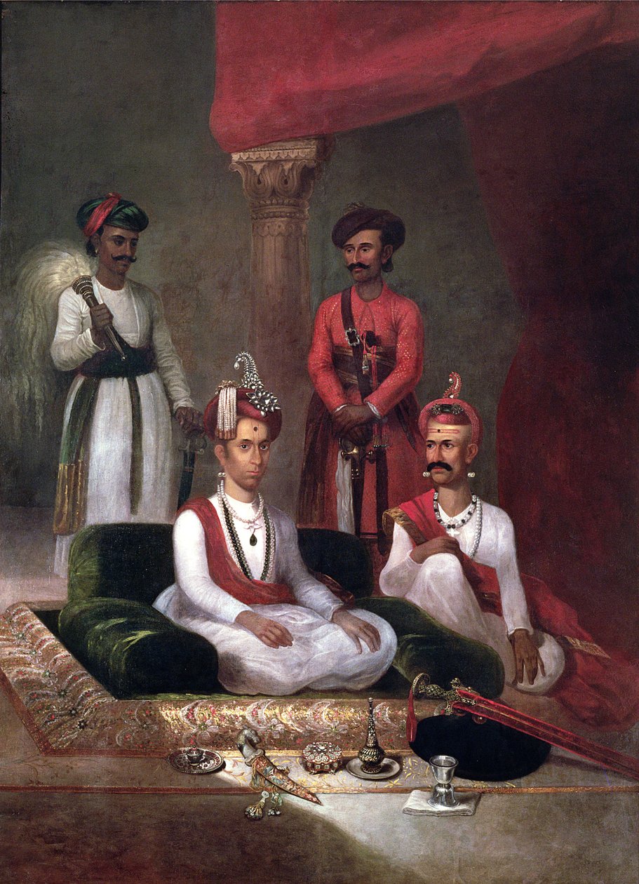 Madhu Rao Narayan, Maratha Peshwa med Nana Fadnavis og ledsagerne, Poona, 1792 av James Wales