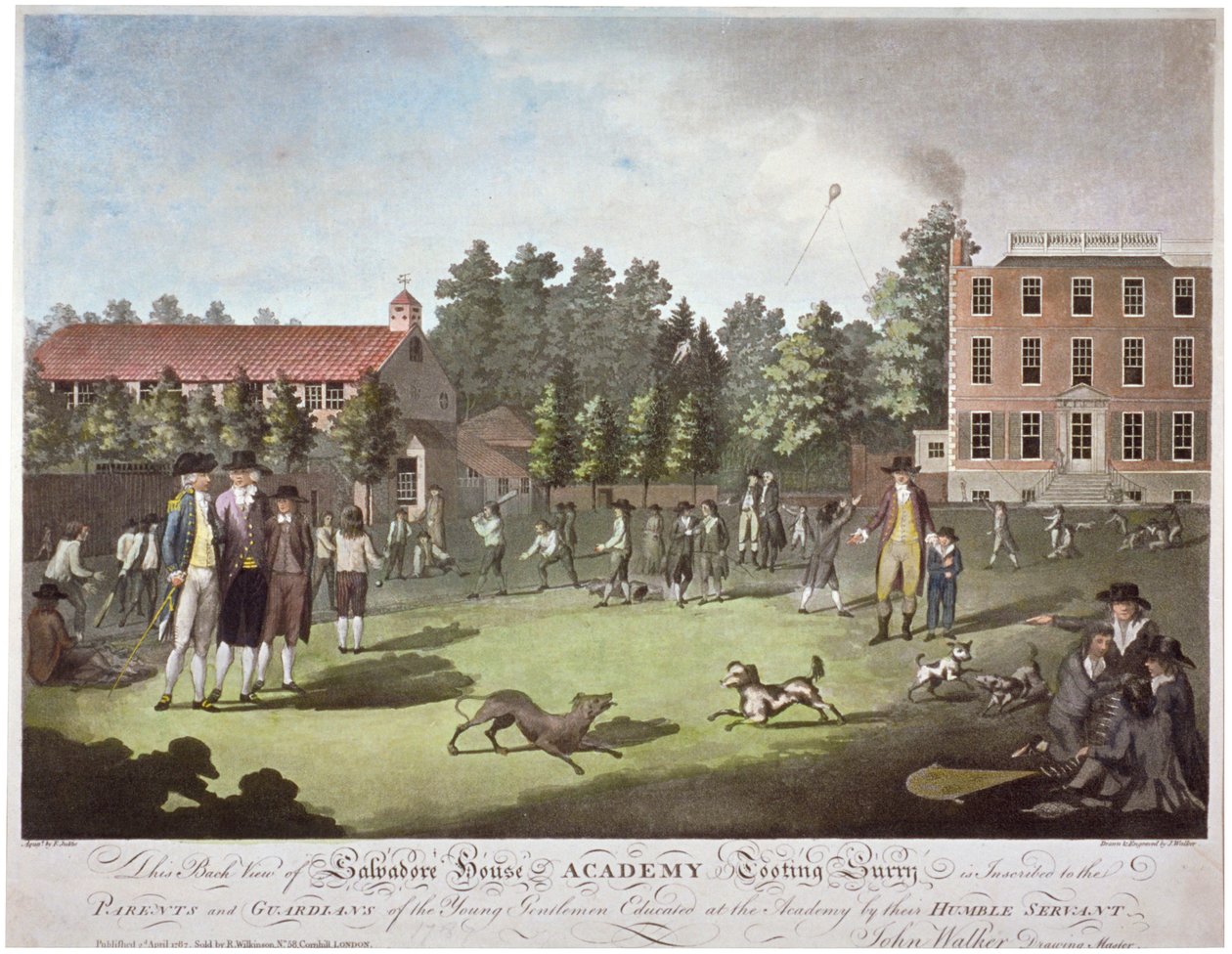 Bakside av Salvadore House Academy, Tooting, Wandsworth, London, 1787 av James Walker
