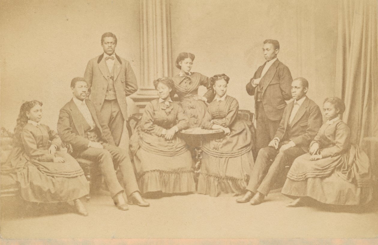 Carte-de-visite of the Jubilee Singers, 1872, trykt senere. av James Wallace Black
