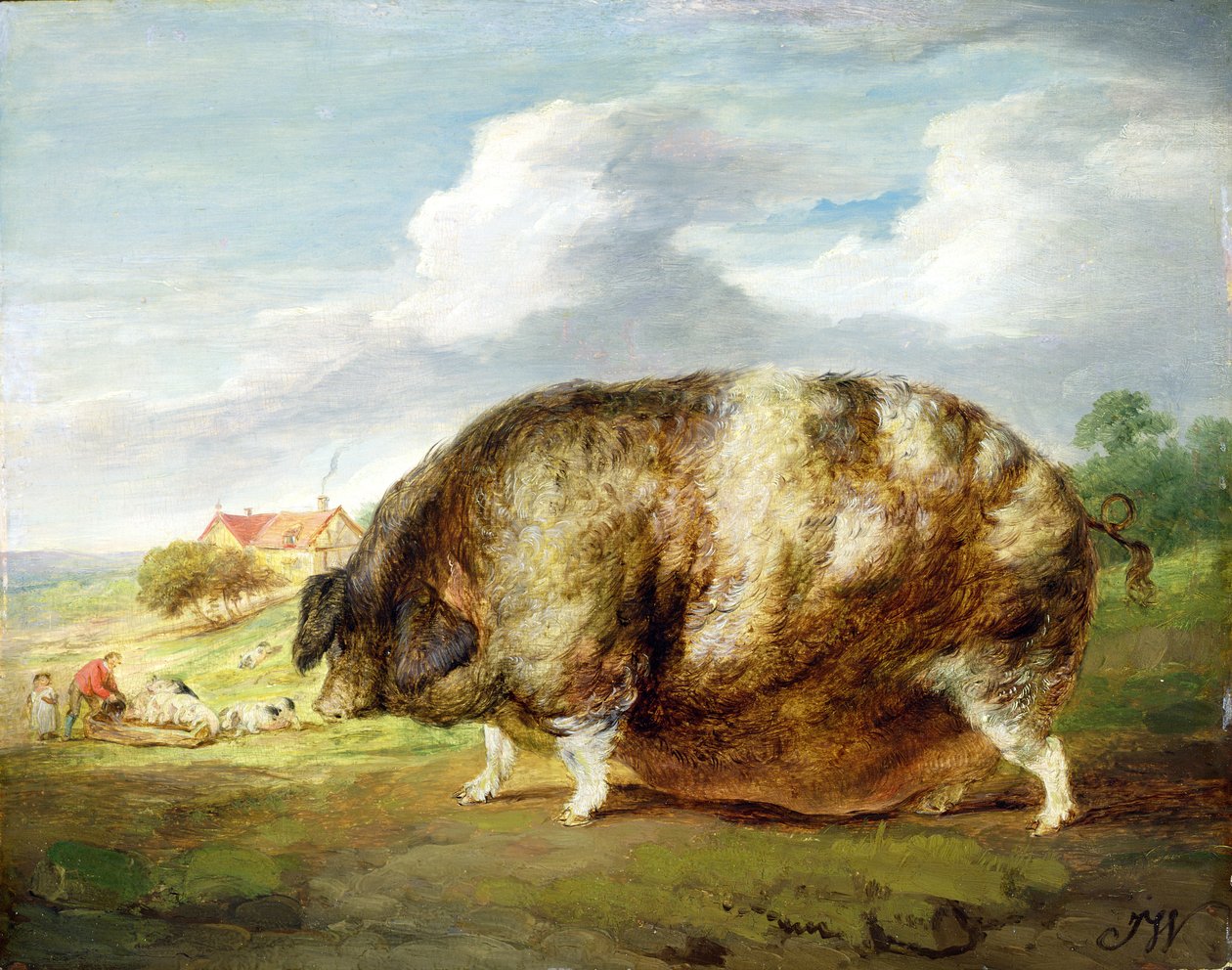 A Gloucestershire Old Spot (olje på panel) av James Ward