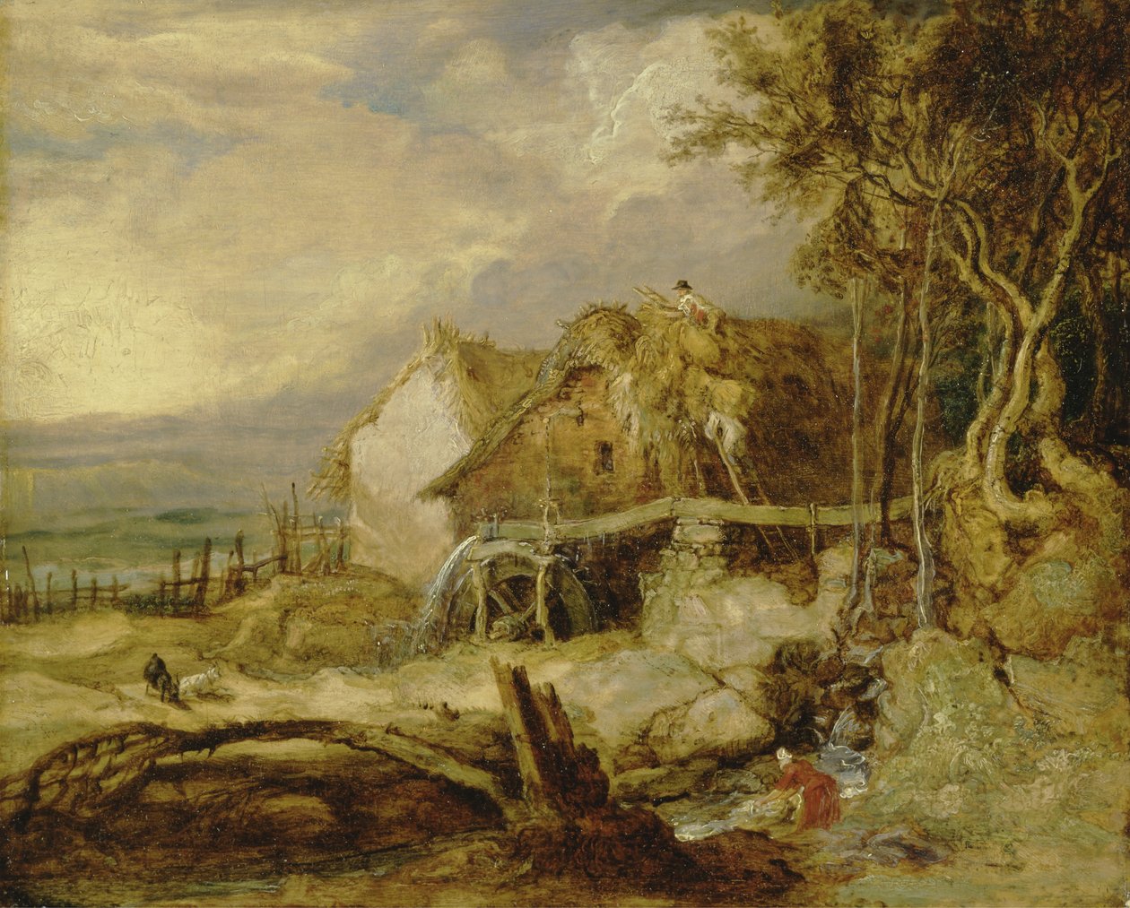 An Overshot Mill, ca. 1802-07 (olje på panel) av James Ward