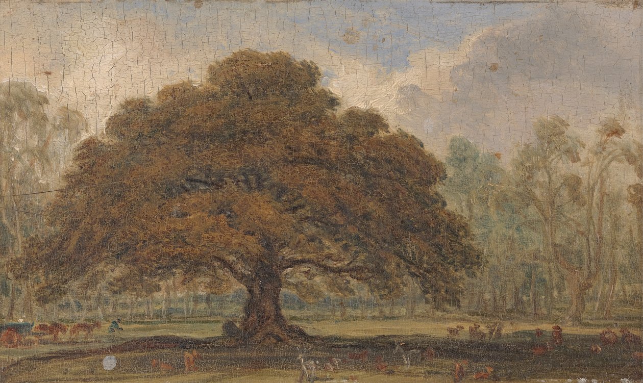 Landskap med hjort under "Tiggerens eik", Dagots park... av James Ward