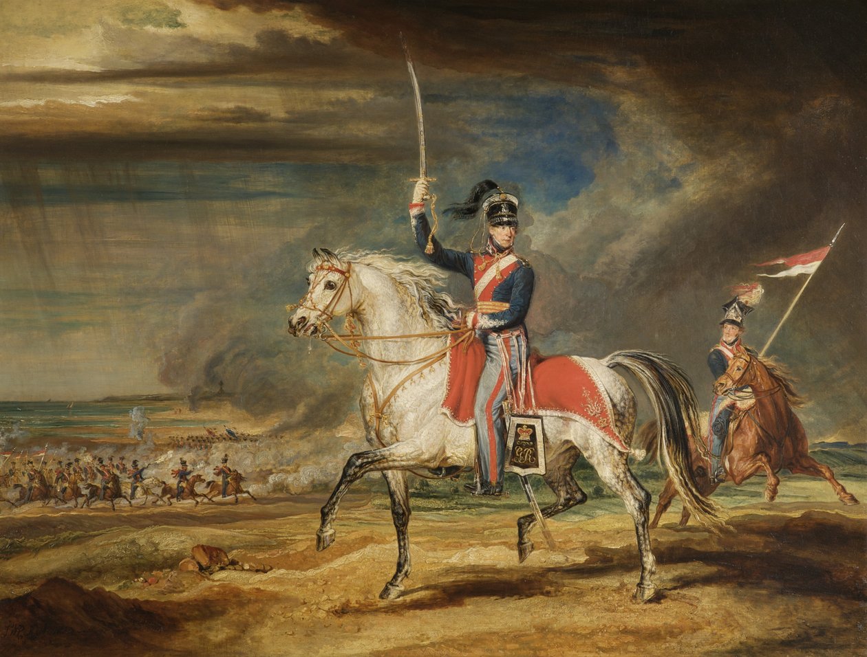 Sir John Leicester, Bt, utøver sitt regiment av Cheshire Yeomanry på sanden ved Liverpool, 1824 av James Ward