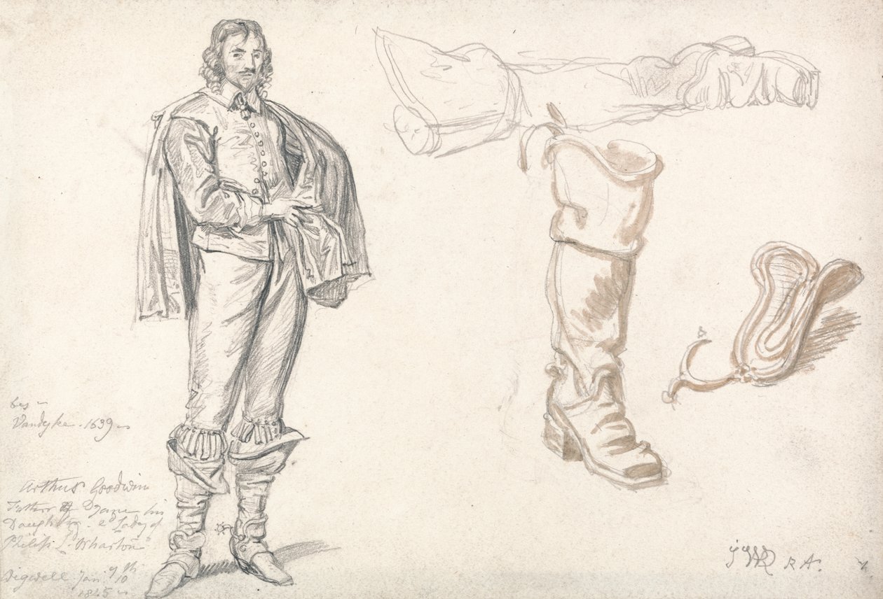 Studier etter Anthony van Dycks Portrait of Arthur Goodwin av James Ward