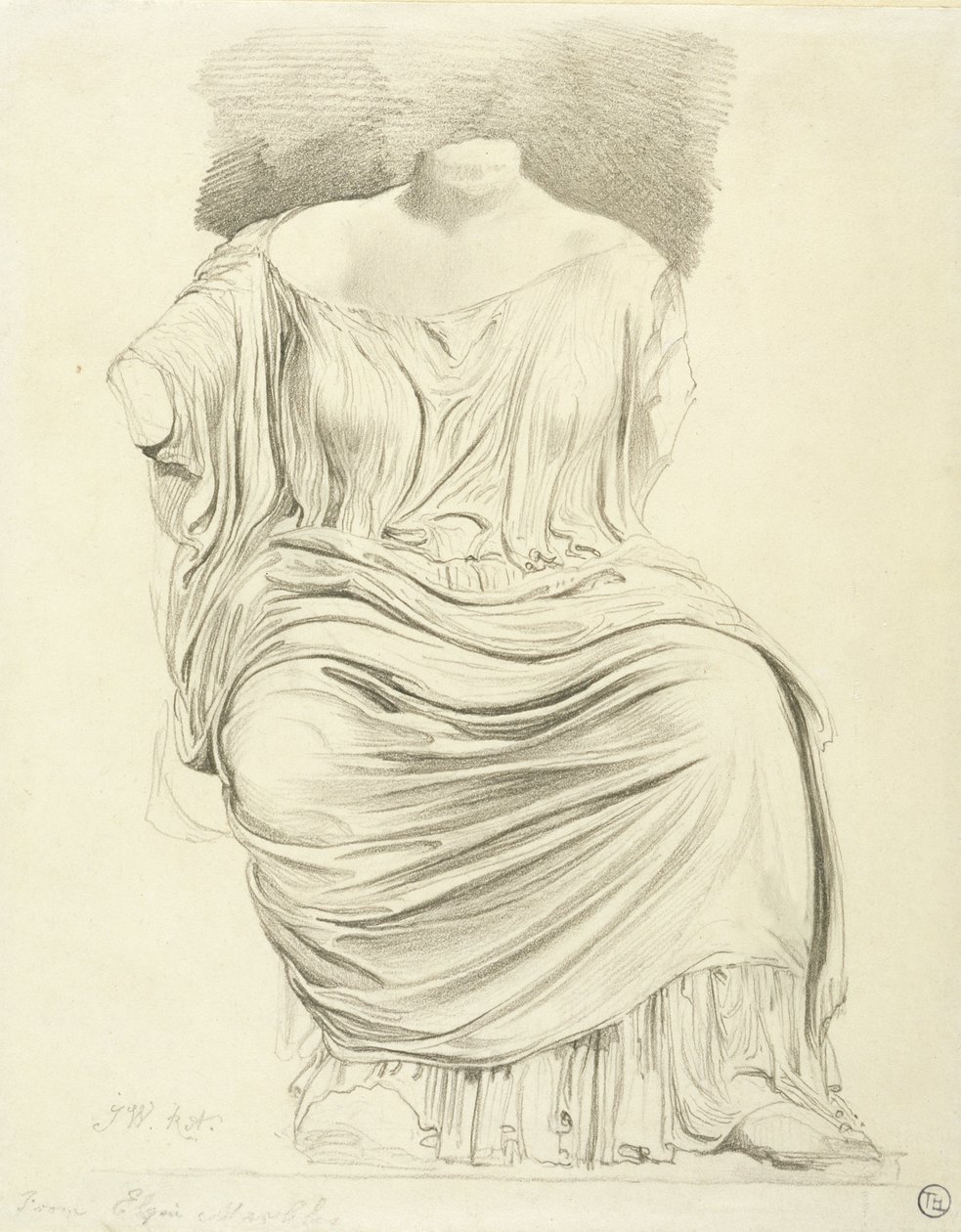 Studie av skulptur: fra Elgin Marbles (blyant på papir) av James Ward