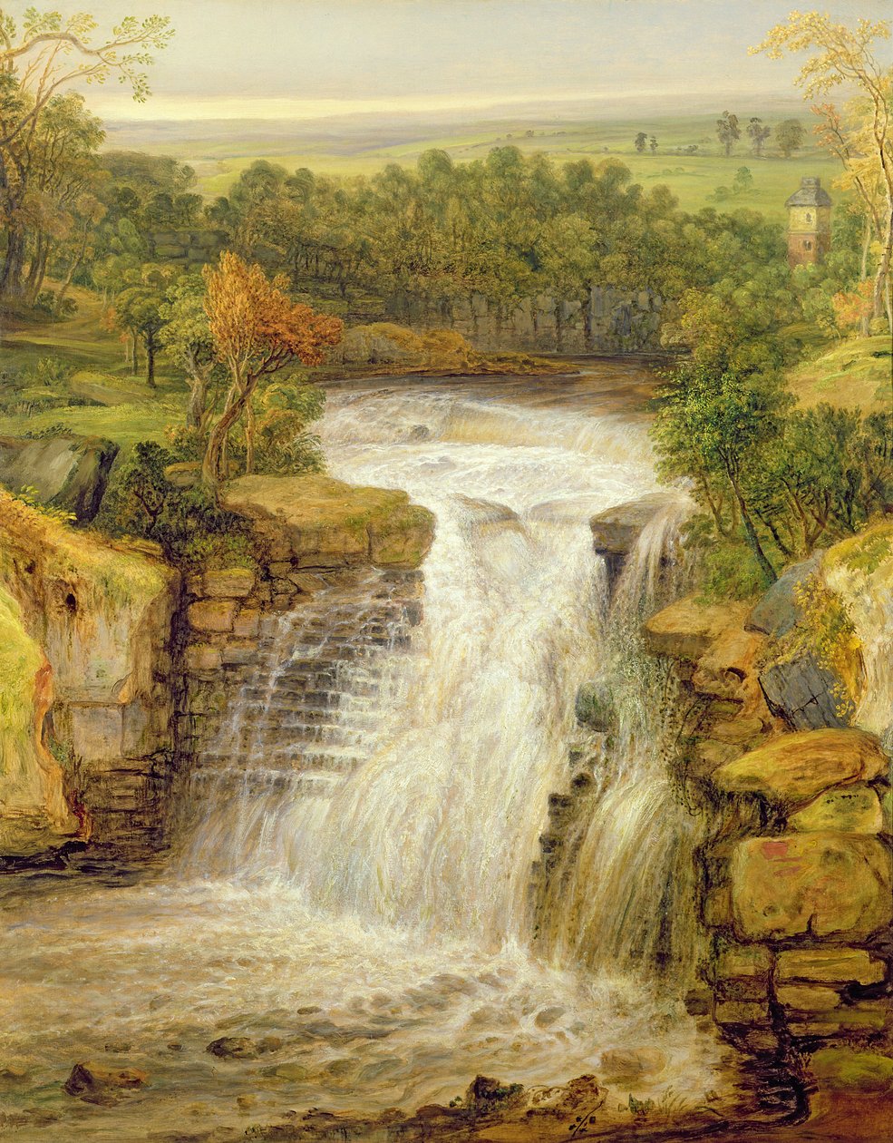 The Falls of the Clyde etter en flom, 1852 av James Ward