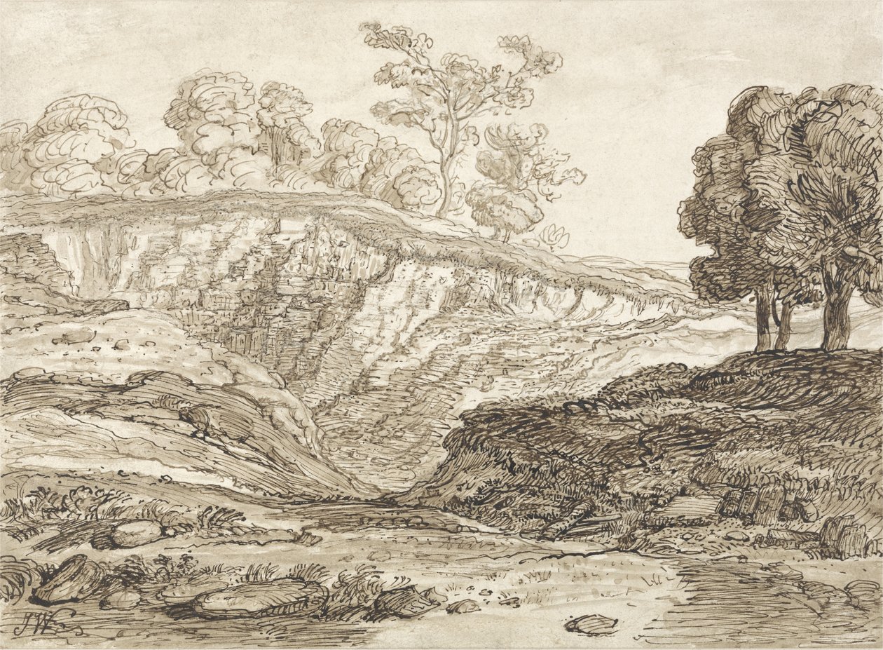 The Quarry (penn og brunt blekk med brun vask på papir) av James Ward