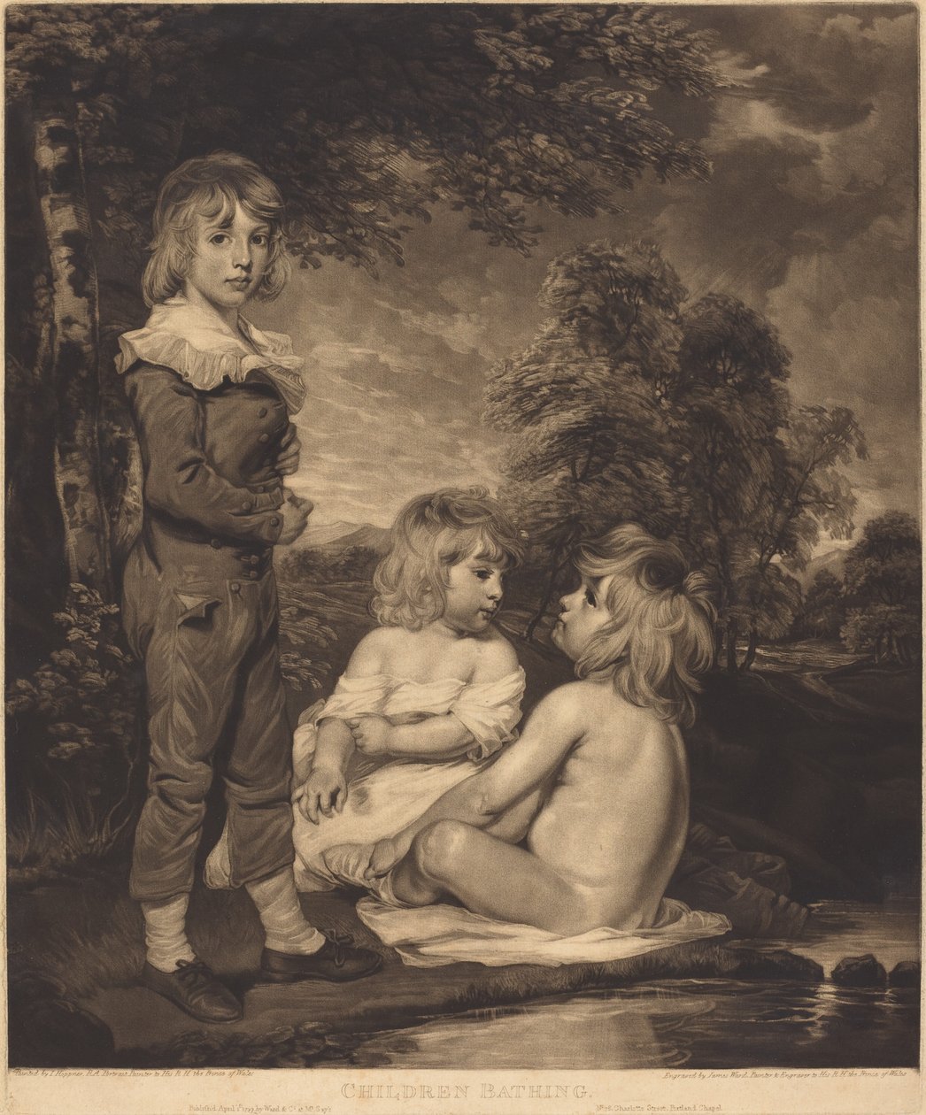 Barn som bader (The Hoppner Children) av James Ward after John Hoppner