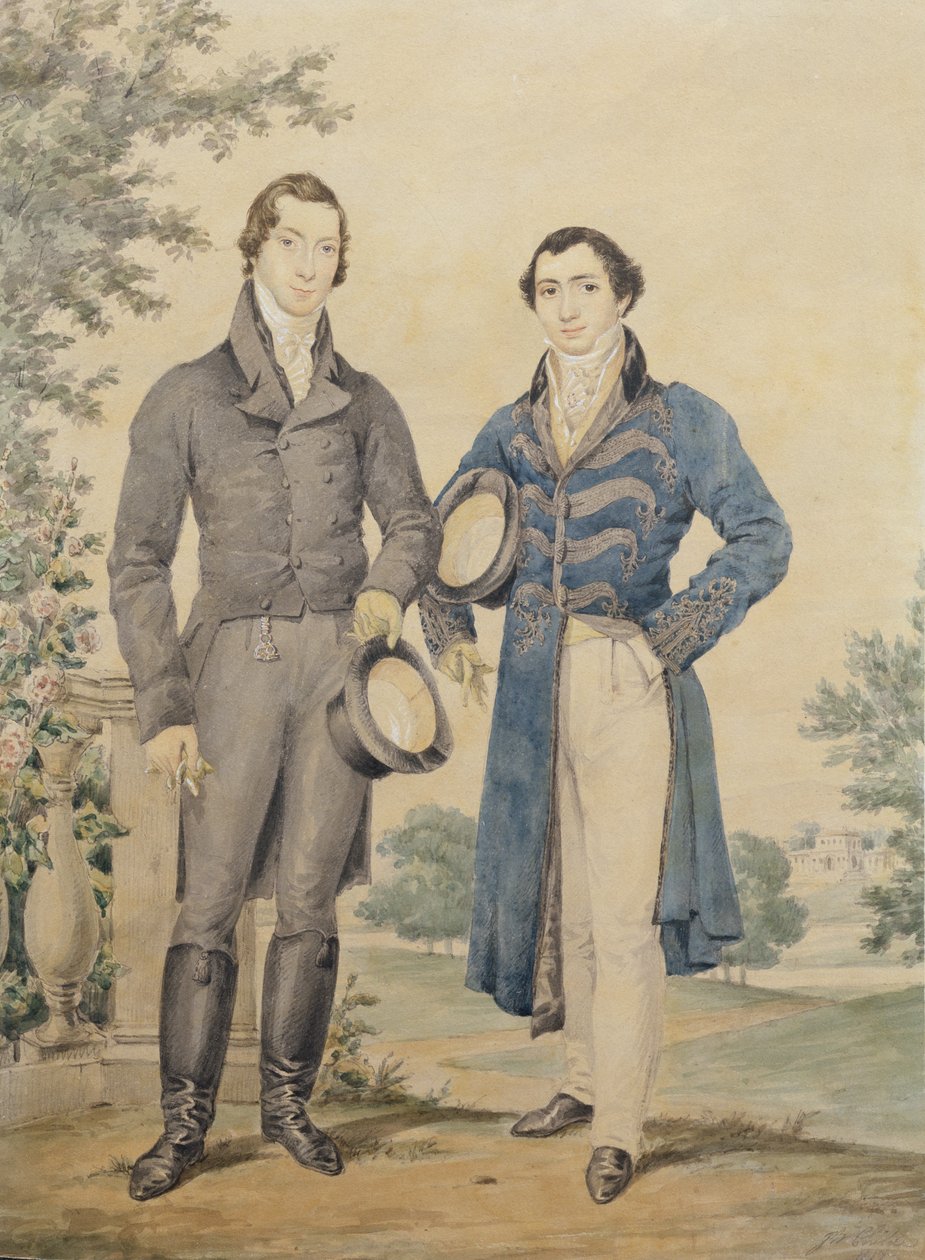 Portrett av to herrer, 1817 (blyant og wc, forhøyet med hvitt) av James Warren Childe