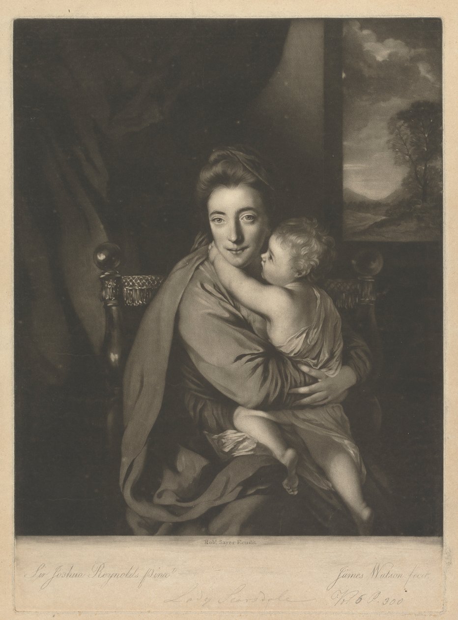 Caroline Curzon (née Colyear), Lady Scarsdale og hennes sønn, ærede John Curzon av James Watson