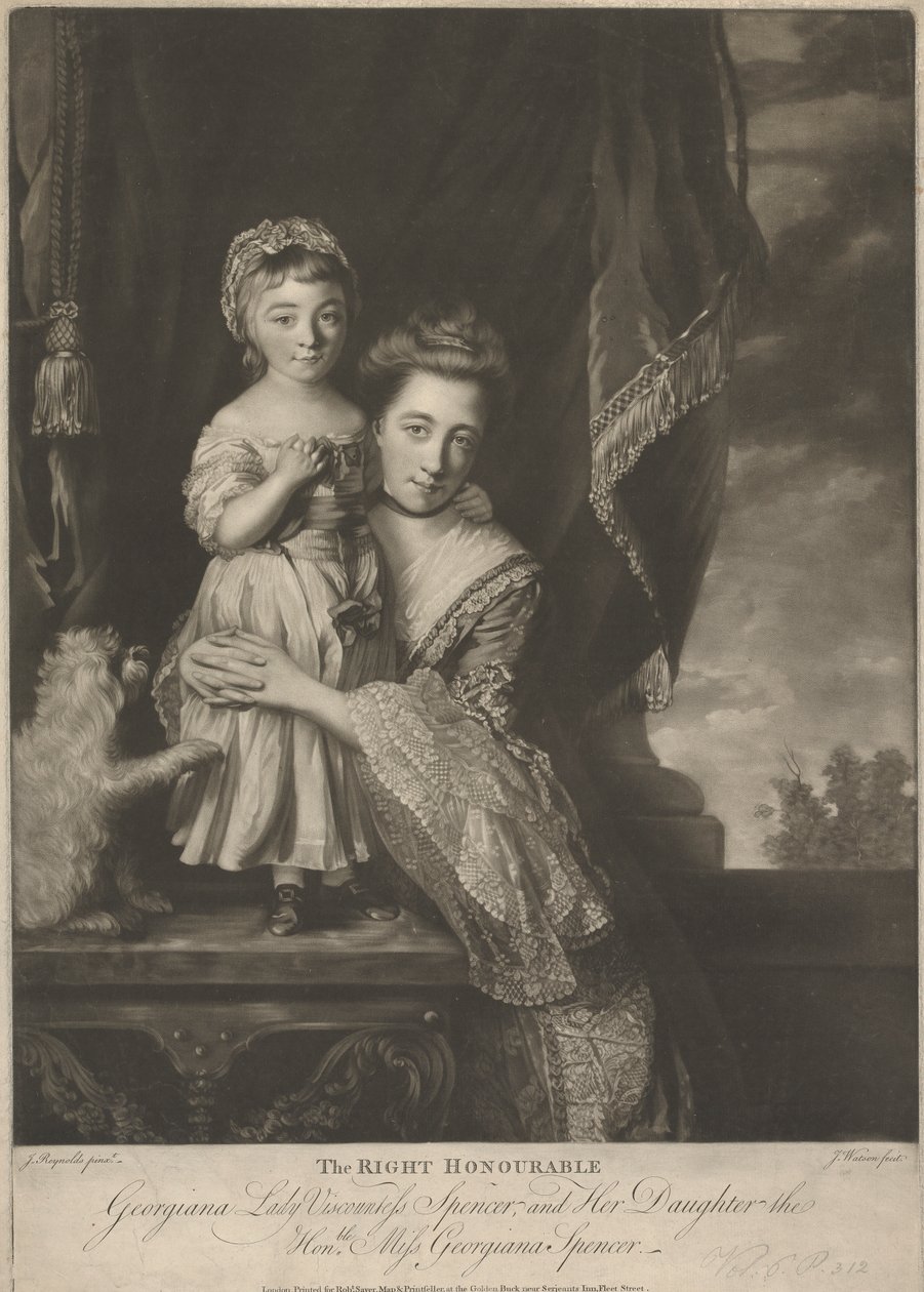 Margaret Georgiana Spencer, (née Poyntz), grevinne Spencer, og hennes datter, Georgiana Cavendish, (née Spencer), hertuginne av Devonshire av James Watson