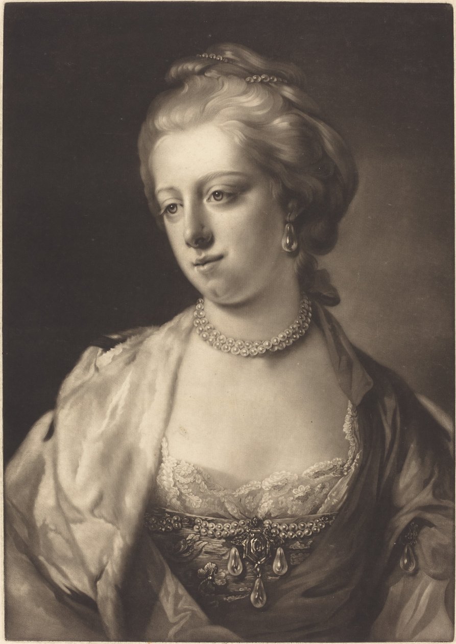 Prinsesse Caroline Matilda, dronning av Danmark av James Watson after Francis Cotes