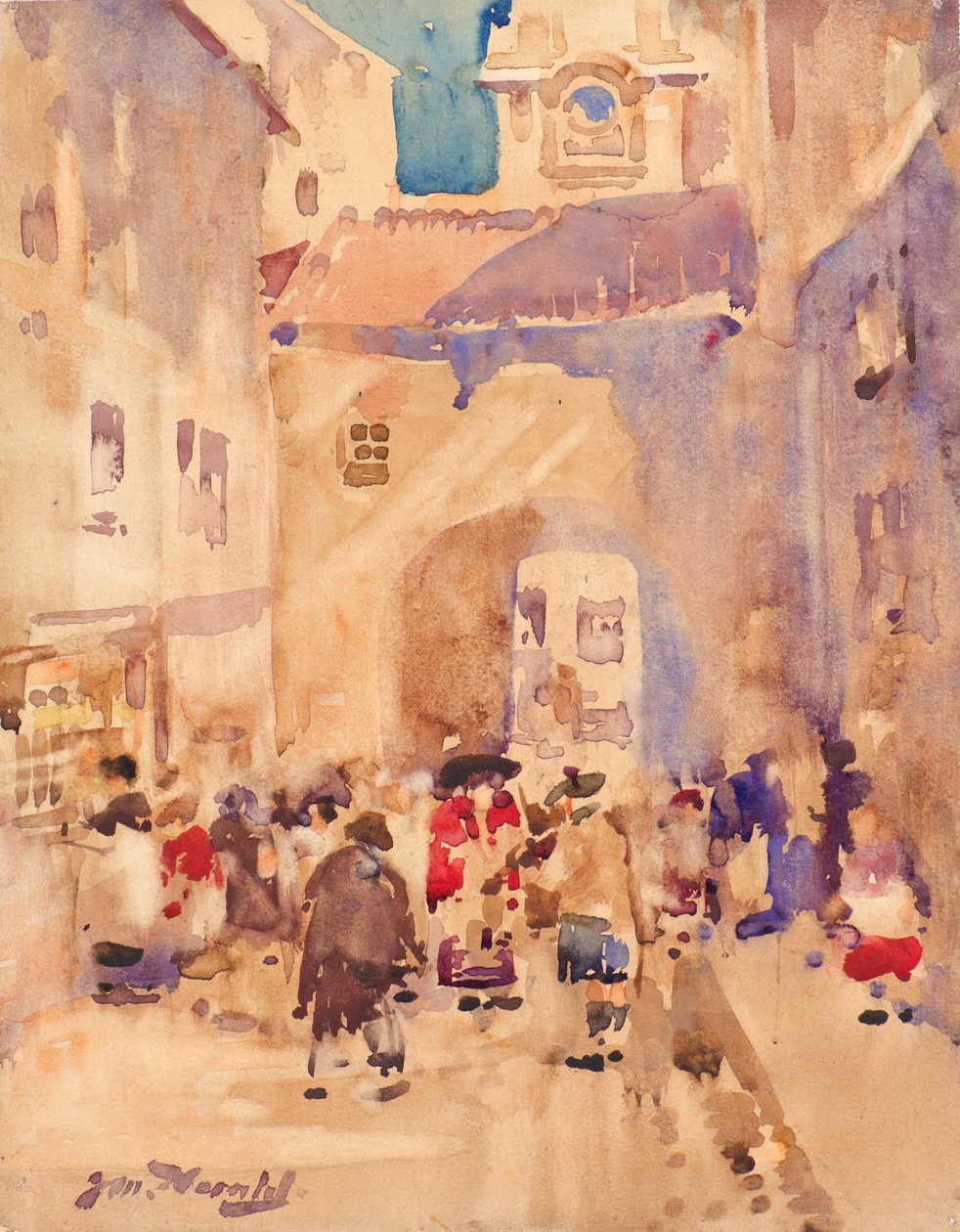 An Old Lane in Aberdeen (akvarell) av James Watterston Herald