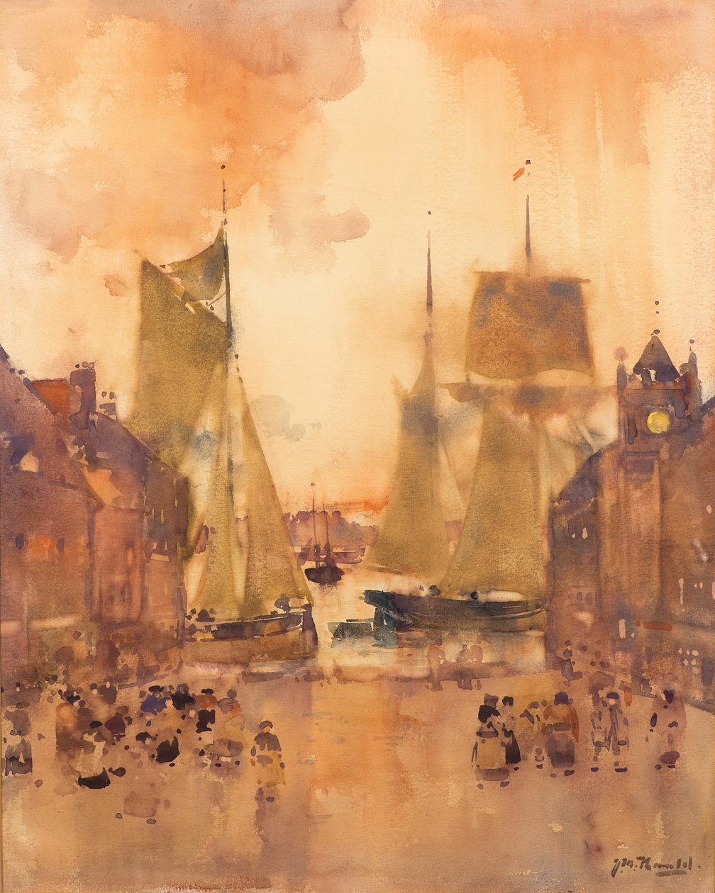 In Harbor (akvarell) av James Watterston Herald