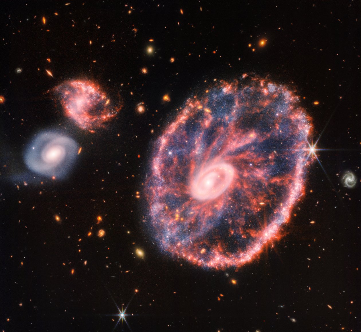 Cartwheel Galaxy (NIRCam og MIRI Composite Image) av James Webb Space Telescope (NASA)