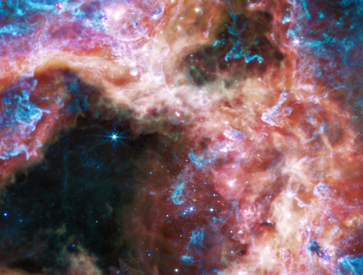 Taranteltåken (MIRI-bilde) av James Webb Space Telescope (NASA)