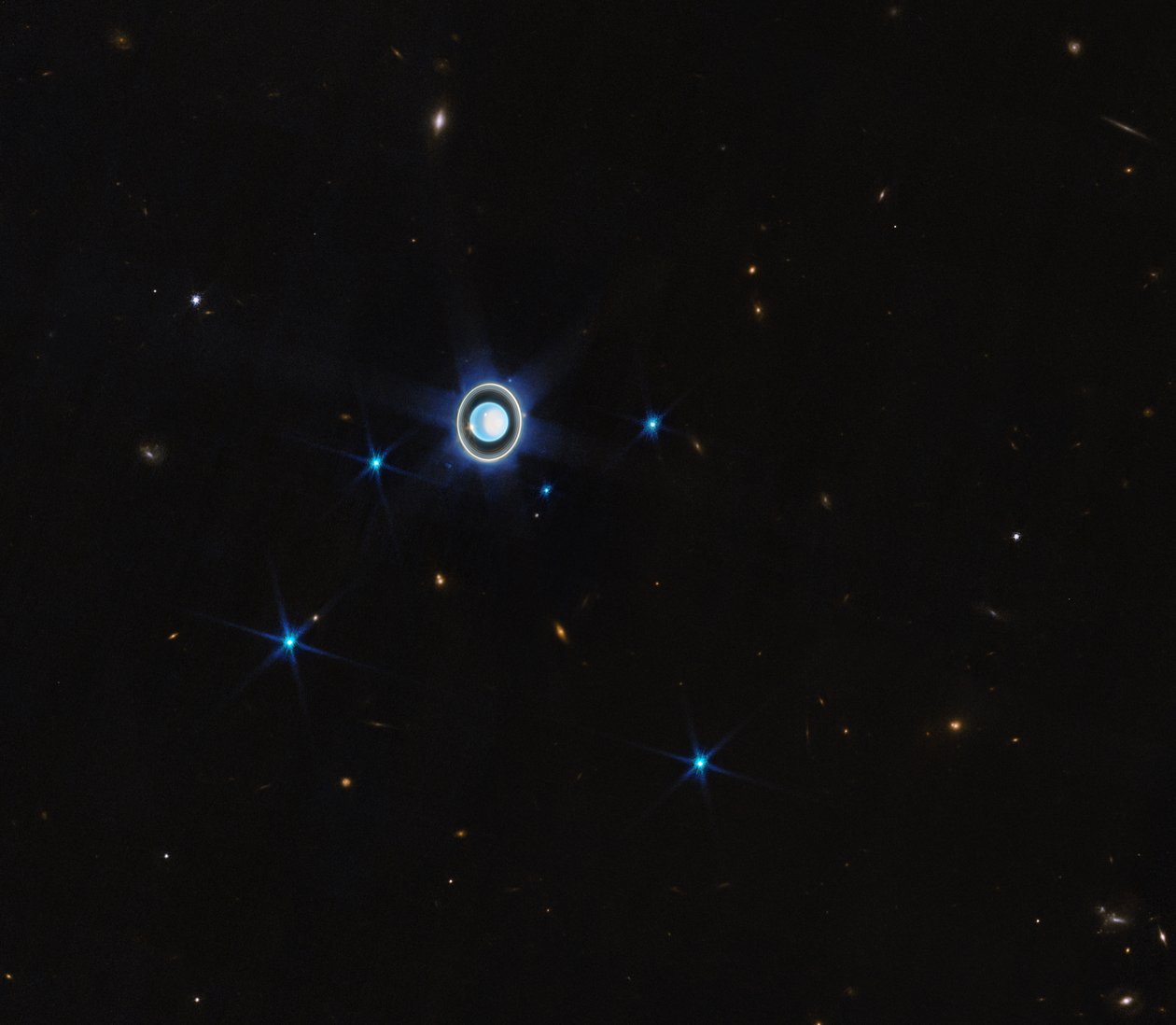 Uranus (NIRCam Compass Image) Uannotert av James Webb Space Telescope (NASA)