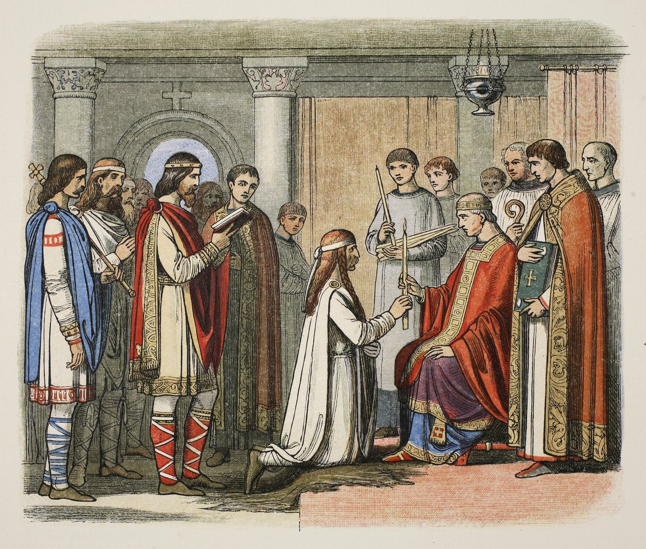 Dåp av kong Guthorm, 878 e.Kr., fra A Chronicle of England f.Kr. 55 til 1485 e.Kr., pub. London av James William Edmund Doyle