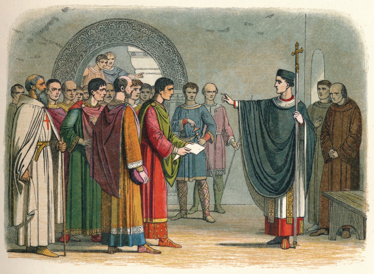 Becket forbyr jarlen av Leicester å avsi dom over ham, 1162 1864 av James William Edmund Doyle