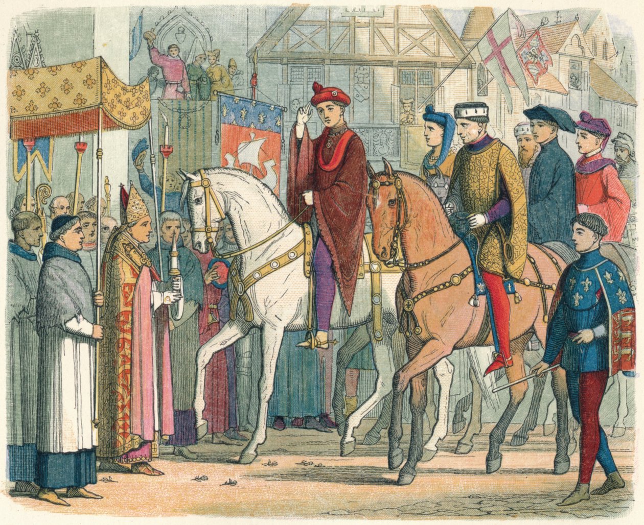 Charles og Henry ønsket velkommen av presteskapet, 1420 1864 av James William Edmund Doyle