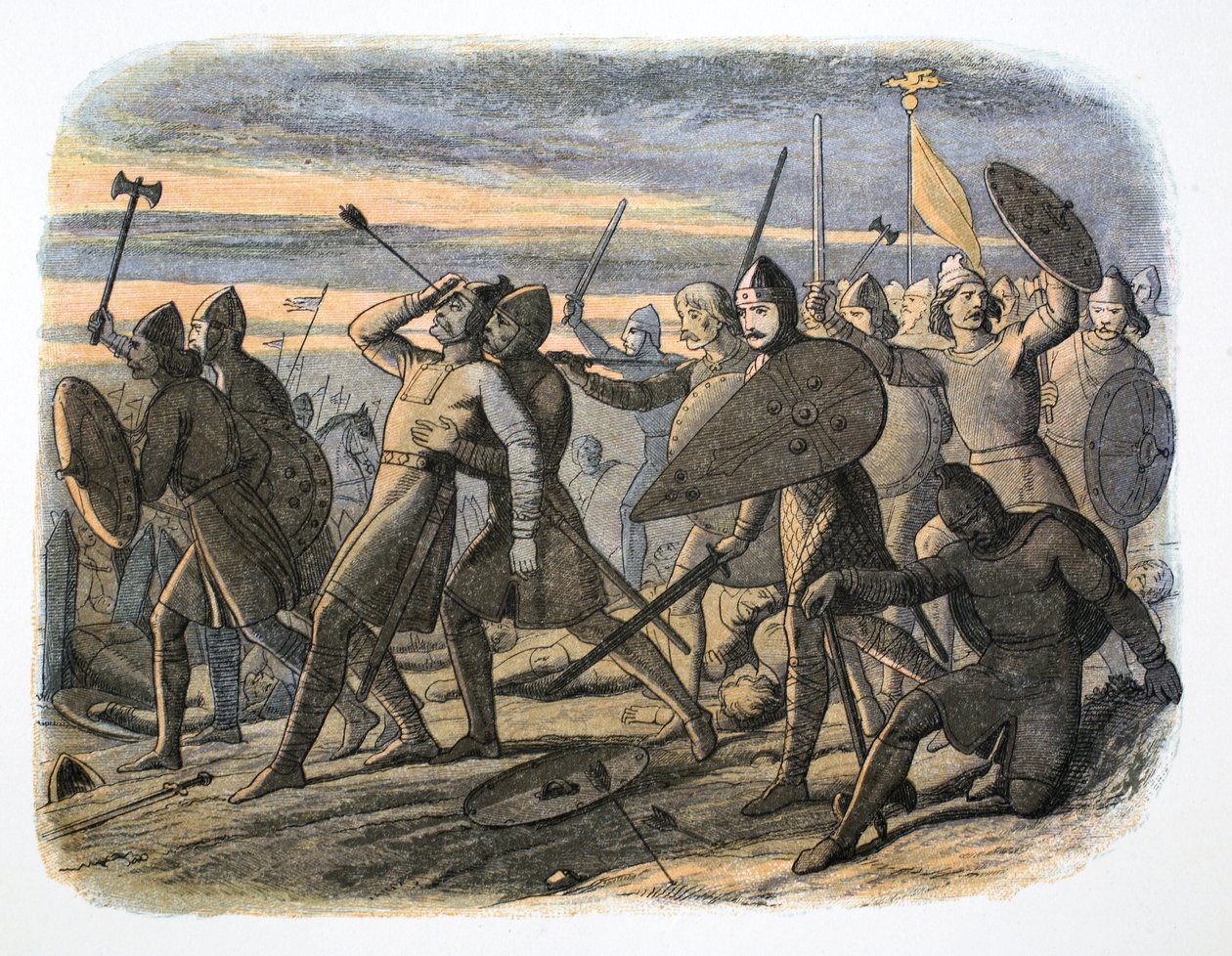 Kong Harolds død, slaget ved Hastings, 1066 1864 av James William Edmund Doyle