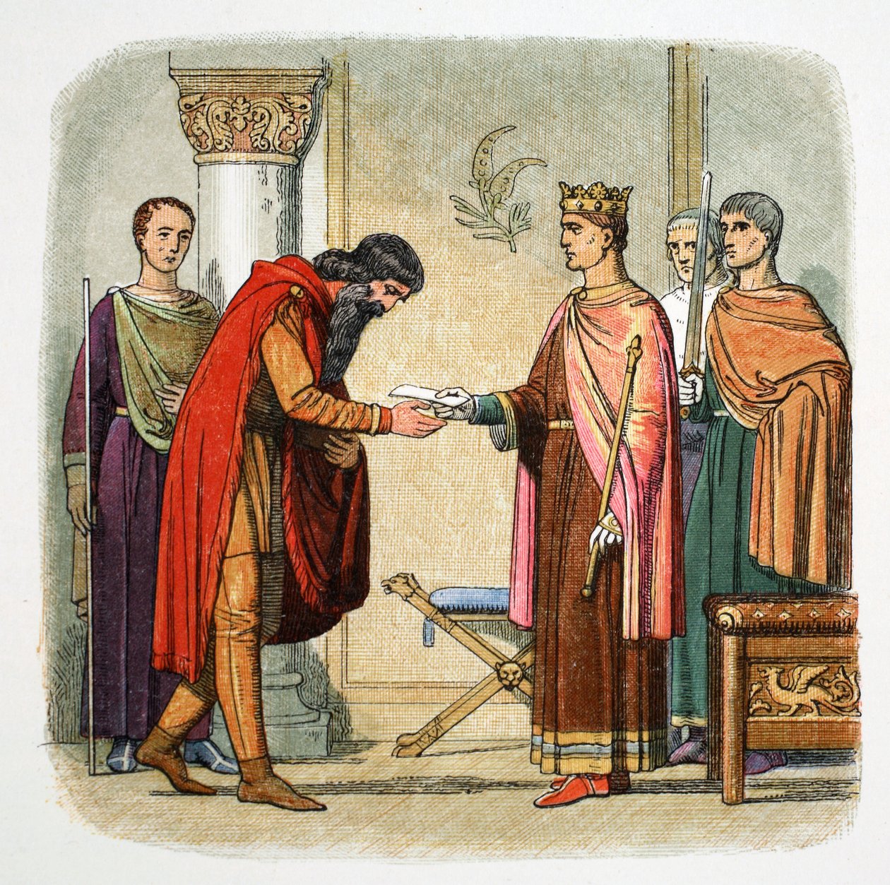 Henry II av England autoriserer Dermot MacMorrough til å innkreve styrker, 1170 1864 av James William Edmund Doyle