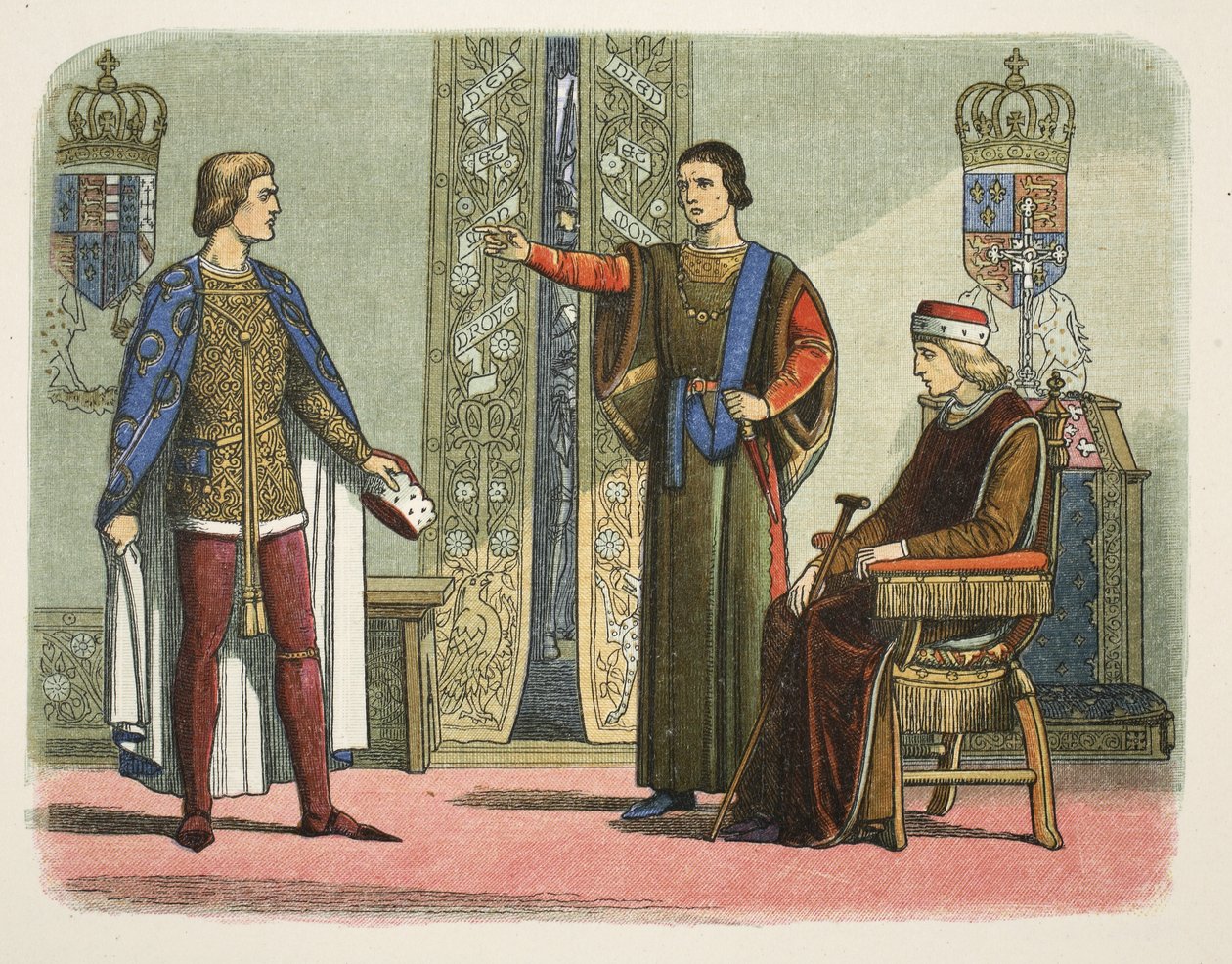 Henry VI og hertugene av York og Somerset, september 1450, fra A Chronicle of England BC 55 til AD 1485, pub. London av James William Edmund Doyle