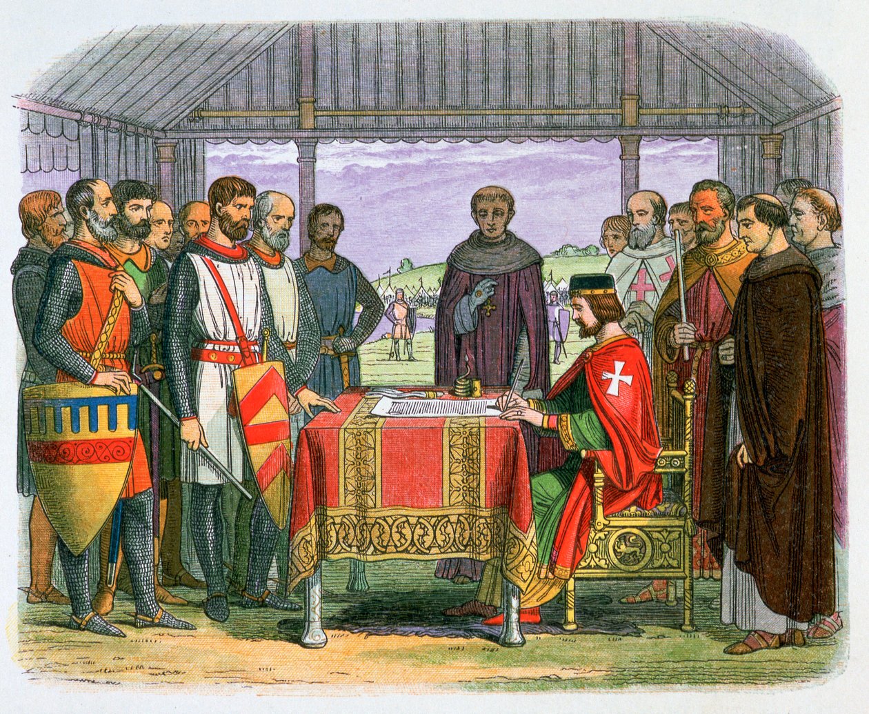 Illustrasjon av kong John som signerer Magna Carta, 1800-tallet av James William Edmund Doyle